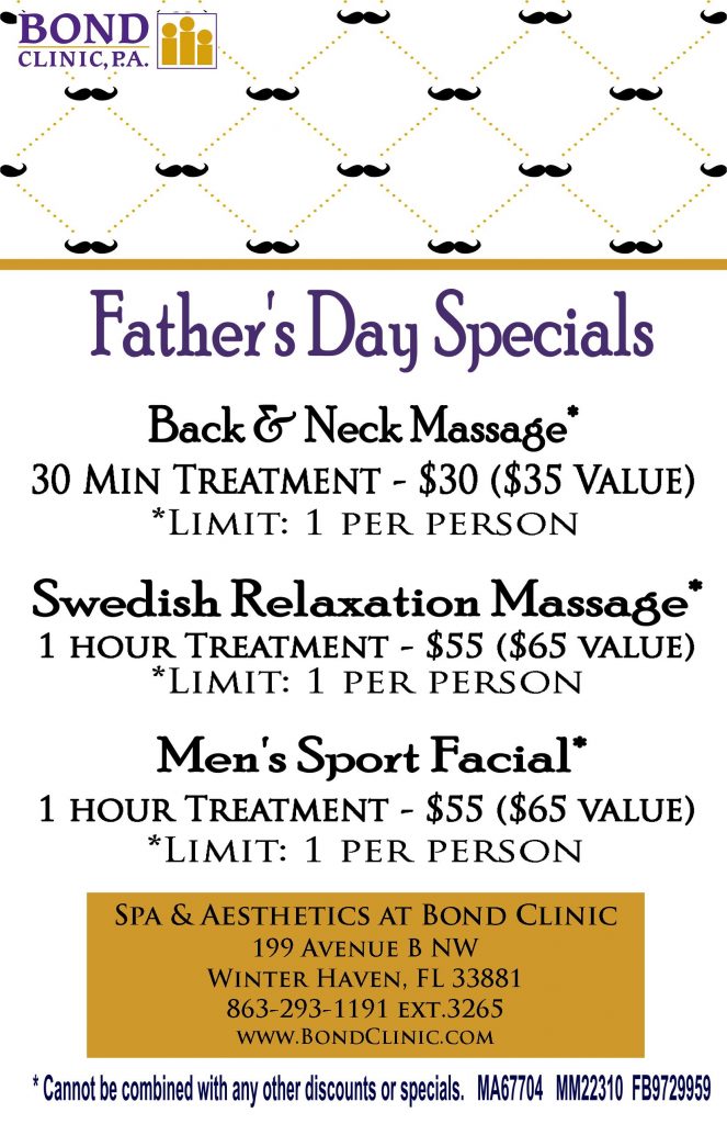 Fathers Day Specials At The Bond Spa And Aesthetics Bond Clinic Pa Bond Clinic Pa