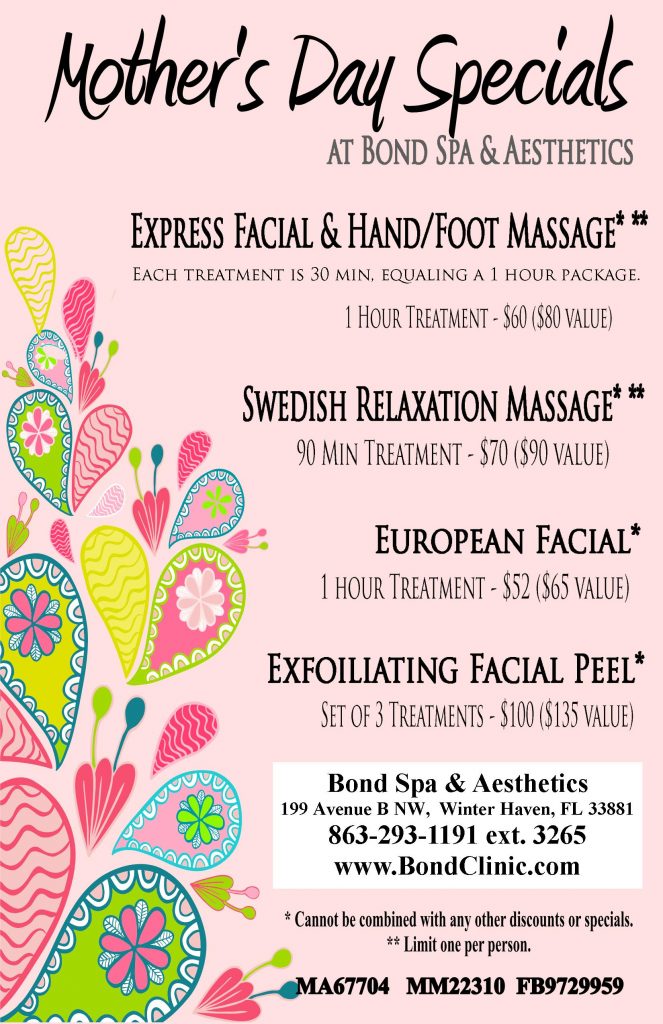 Mothers Day Specials At Bond Spa And Aesthetics Bond Clinic Pa Bond Clinic Pa