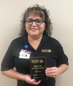 December Employee of the Month - Cynthia Koenig.