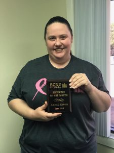 Amanda Cabrera, June 2019 Employee of the Month.